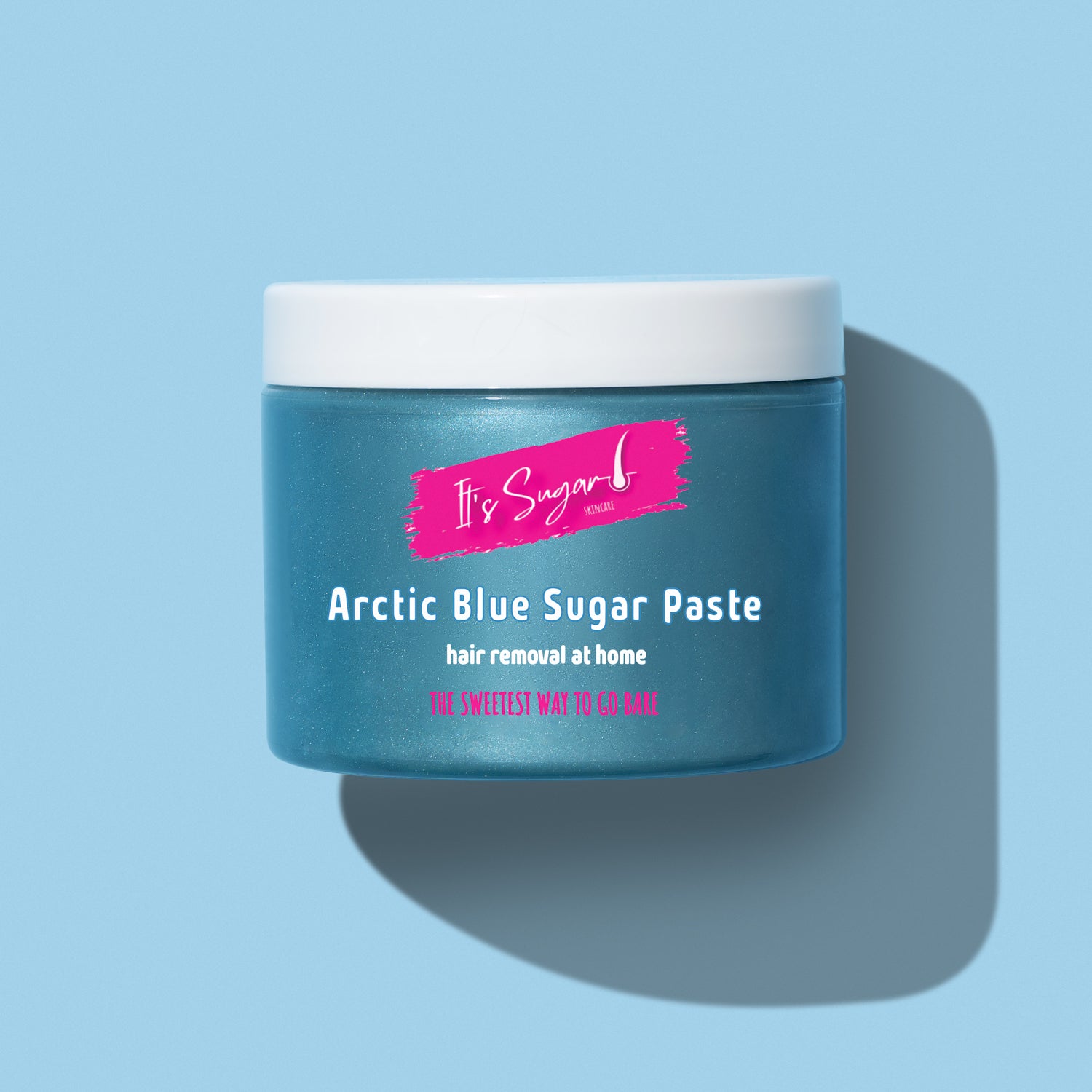 Arctic Blue Sugar Paste with shadow in pale blue background